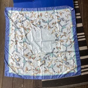 Chico's Bird-Print Scarf in Light Blue one size